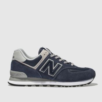 NEW BALANCE NAVY & SILVER 574 V2 SUEDE TRAINERS NEW BALANCE NAVY & SILVER 574 V2 SUEDE TRAINERS