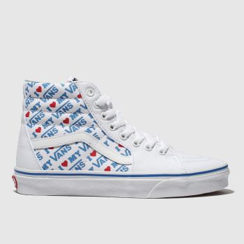 vans white & blue sk8-hi i heart vans trainers vans white & blue sk8-hi i heart vans trainers