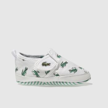 LACOSTE WHITE & GREEN GAZON CRIB SHOES BABY LACOSTE WHITE & GREEN GAZON CRIB SHOES BABY