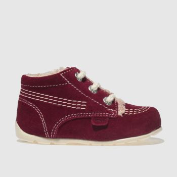 KICKERS BURGUNDY KICK HI B FUR CRIB SHOES BABY KICKERS BURGUNDY KICK HI B FUR CRIB SHOES BABY
