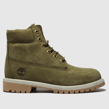 TIMBERLAND KHAKI 6 INCH PREMIUM BOOTS JUNIOR TIMBERLAND KHAKI 6 INCH PREMIUM BOOTS JUNIOR