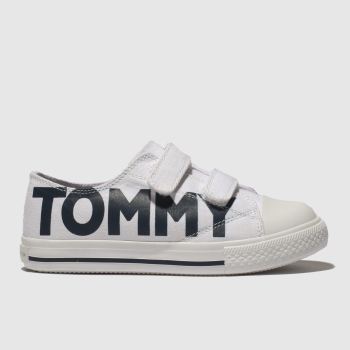 tommy hilfiger white & navy velcro sneaker trainers toddler tommy hilfiger white & navy velcro sneaker trainers toddler