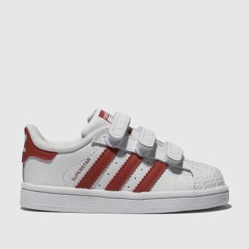 ADIDAS WHITE & RED SUPERSTAR TRAINERS TODDLER ADIDAS WHITE & RED SUPERSTAR TRAINERS TODDLER
