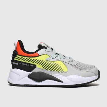 puma grey & yellow rs-x hard drive trainers junior puma grey & yellow rs-x hard drive trainers junior