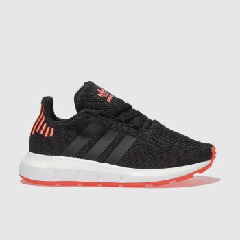 ADIDAS BLACK & ORANGE SWIFT RUN TRAINERS JUNIOR ADIDAS BLACK & ORANGE SWIFT RUN TRAINERS JUNIOR