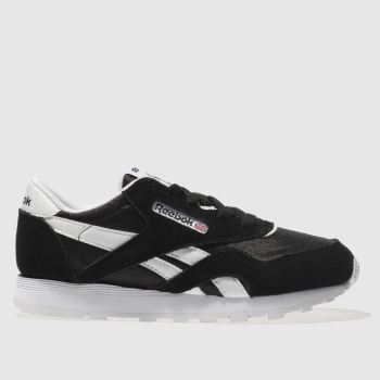REEBOK BLACK & WHITE CLASSIC NYLON TRAINERS JUNIOR REEBOK BLACK & WHITE CLASSIC NYLON TRAINERS JUNIOR