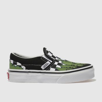 VANS BLACK & WHITE CLASSIC SLIP-ON MARVEL HULK TRAINERS JUNIOR VANS BLACK & WHITE CLASSIC SLIP-ON MARVEL HULK TRAINERS JUNIOR