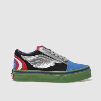 VANS BLACK & SILVER OLD SKOOL MARVEL AVENGERS TRAINERS JUNIOR VANS BLACK & SILVER OLD SKOOL MARVEL AVENGERS TRAINERS JUNIOR