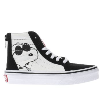 VANS WHITE & BLACK SK8-HI PEANUTS JO COOL JUNIOR TRAINERS VANS WHITE & BLACK SK8-HI PEANUTS JO COOL JUNIOR TRAINERS