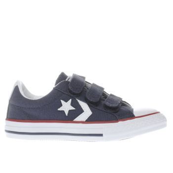 CONVERSE NAVY & WHITE STAR PLAYER 3V BOYS JUNIOR TRAINERS CONVERSE NAVY & WHITE STAR PLAYER 3V BOYS JUNIOR TRAINERS