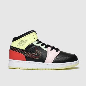nike jordan black & orange air 1 mid trainers youth nike jordan black & orange air 1 mid trainers youth