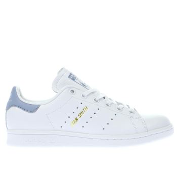 ADIDAS WHITE & BLUE STAN SMITH YOUTH TRAINERS ADIDAS WHITE & BLUE STAN SMITH YOUTH TRAINERS