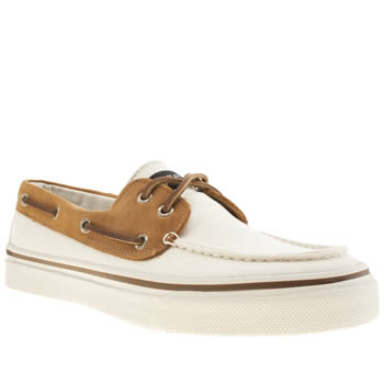 mens sperry white & brown bahama 2-eye canvas shoes mens sperry white & brown bahama 2-eye canvas shoes