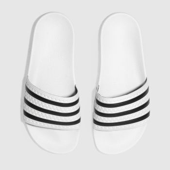 adidas white & black adilette slide sandals adidas white & black adilette slide sandals