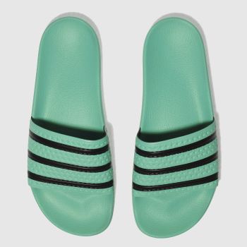 ADIDAS GREEN ADILETTE SLIDE SANDALS ADIDAS GREEN ADILETTE SLIDE SANDALS