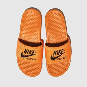 NIKE ORANGE BENASSI SLIDE SANDALS NIKE ORANGE BENASSI SLIDE SANDALS