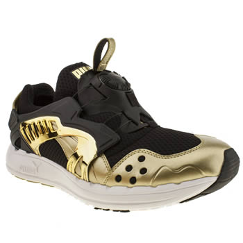 mens puma black & gold future disc opulence trainers mens puma black & gold future disc opulence trainers