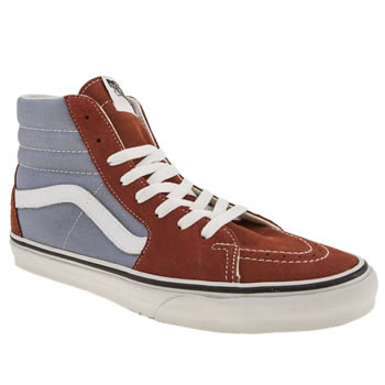mens vans brown & pl blue sk8-hi trainers mens vans brown & pl blue sk8-hi trainers