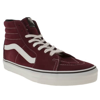 mens vans burgundy sk8-hi trainers mens vans burgundy sk8-hi trainers