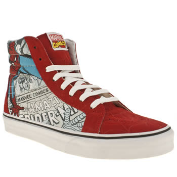mens vans red sk8 hi marvel spider-man trainers mens vans red sk8 hi marvel spider-man trainers