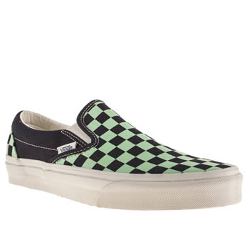 mens vans navy & green classic slip on trainers mens vans navy & green classic slip on trainers