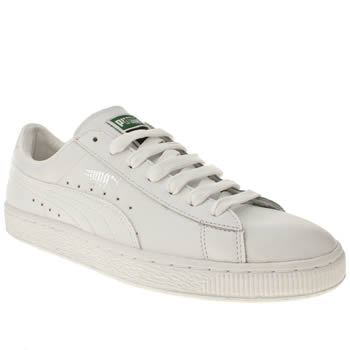 mens puma white & silver basket classic trainers mens puma white & silver basket classic trainers
