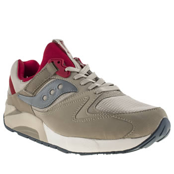 mens saucony beige & red grid 9000 trainers mens saucony beige & red grid 9000 trainers