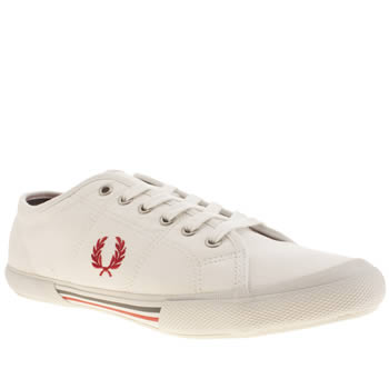 mens fred perry white & red vintage tennis canvas trainers mens fred perry white & red vintage tennis canvas trainers