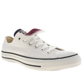 mens converse white & navy double tongue trainers mens converse white & navy double tongue trainers