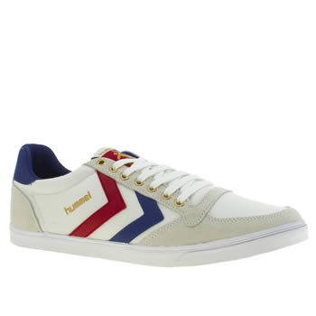 mens hummel white & navy slimmer stadil low trainers mens hummel white & navy slimmer stadil low trainers