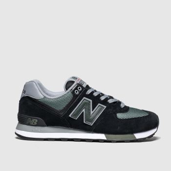 new balance black & green 574 trainers new balance black & green 574 trainers