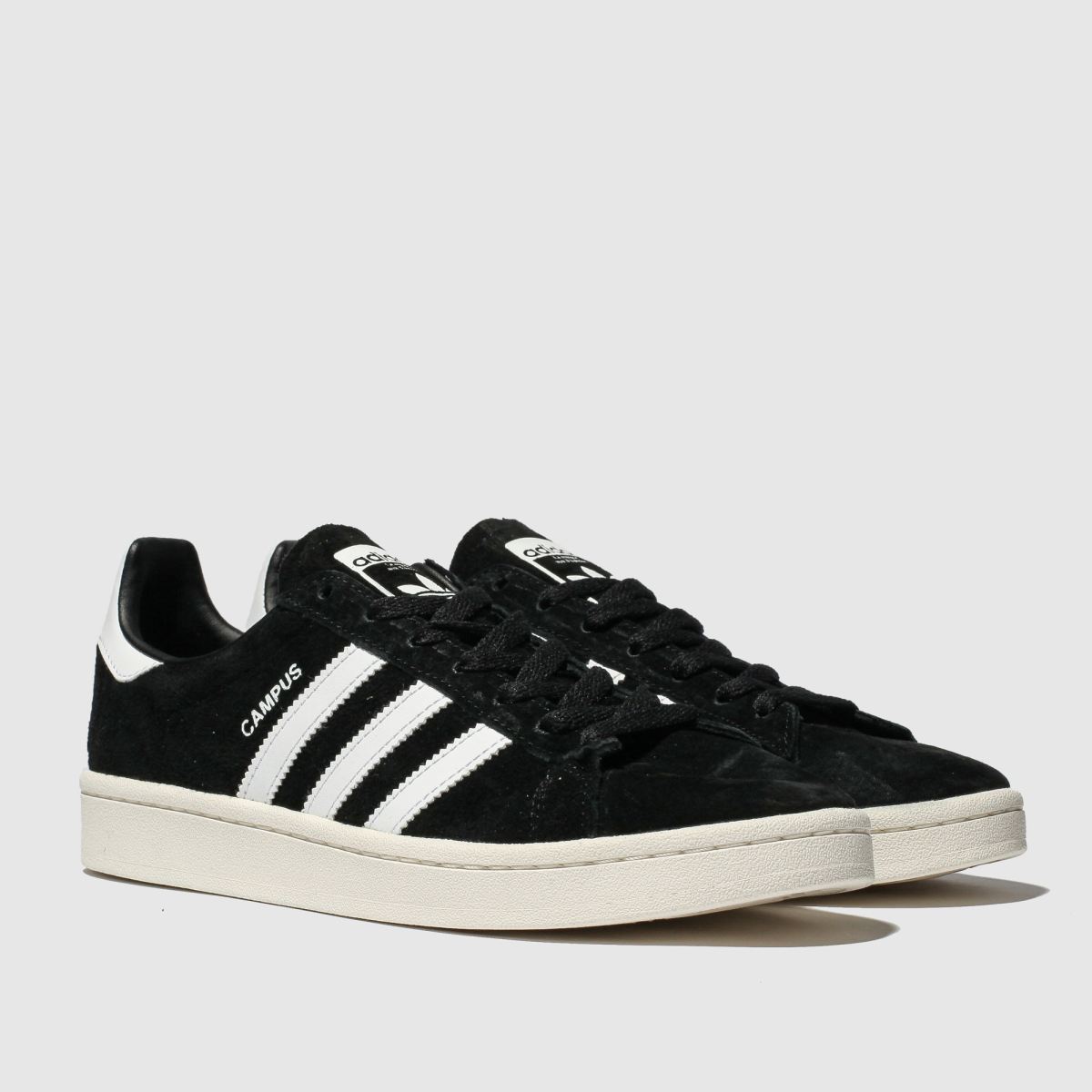 mens black & white adidas campus trainers | schuh