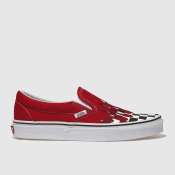 VANS WHITE & RED CLASSIC SLIP-ON TRAINERS VANS WHITE & RED CLASSIC SLIP-ON TRAINERS
