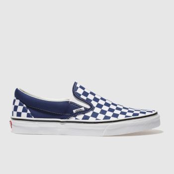 VANS WHITE & NAVY CLASSIC SLIP-ON TRAINERS VANS WHITE & NAVY CLASSIC SLIP-ON TRAINERS