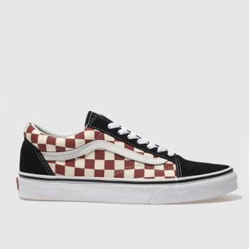 VANS WHITE & RED OLD SKOOL CHECKERBOARD TRAINERS VANS WHITE & RED OLD SKOOL CHECKERBOARD TRAINERS
