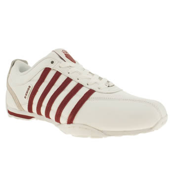 mens k-swiss white & burgundy arvee 1-5 trainers mens k-swiss white & burgundy arvee 1-5 trainers
