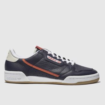 ADIDAS NAVY & ORANGE CONTINENTAL 80 TRAINERS ADIDAS NAVY & ORANGE CONTINENTAL 80 TRAINERS