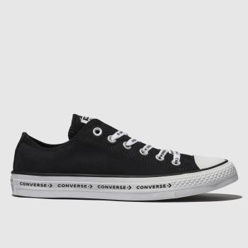 CONVERSE BLACK & WHITE ALL STAR OX LOGO LACES TRAINERS CONVERSE BLACK & WHITE ALL STAR OX LOGO LACES TRAINERS