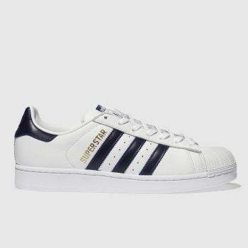 ADIDAS WHITE & NAVY SUPERSTAR TRAINERS ADIDAS WHITE & NAVY SUPERSTAR TRAINERS