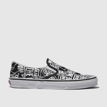 VANS BLACK & WHITE CLASSIC SLIP-ON TRAINERS VANS BLACK & WHITE CLASSIC SLIP-ON TRAINERS