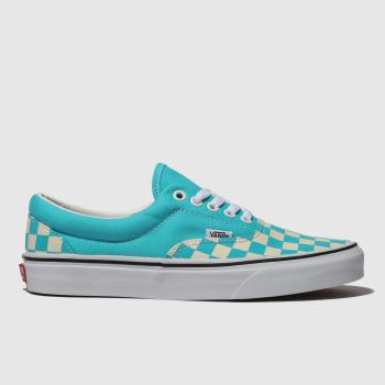 VANS WHITE & BLUE ERA CHECKERBOARD TRAINERS VANS WHITE & BLUE ERA CHECKERBOARD TRAINERS