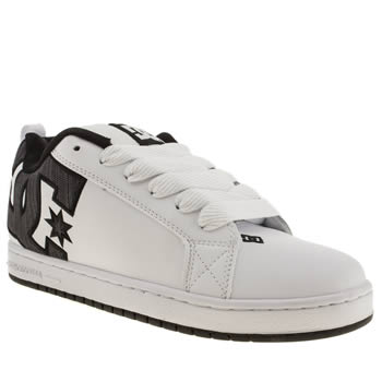 mens dc shoes white & black court graffik trainers mens dc shoes white & black court graffik trainers