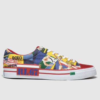 polo ralph lauren red & blue sayer trainers polo ralph lauren red & blue sayer trainers