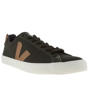 mens veja black & brown esplar canvas trainers mens veja black & brown esplar canvas trainers