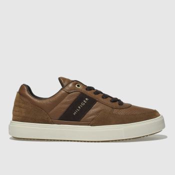 TOMMY HILFIGER TAN MATERIAL MIX LOW CUT TRAINERS TOMMY HILFIGER TAN MATERIAL MIX LOW CUT TRAINERS