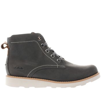 CLARKS GREY DEXY TOP BOYS JUNIOR BOOTS CLARKS GREY DEXY TOP BOYS JUNIOR BOOTS