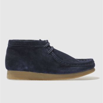 CLARKS ORIGINALS NAVY WALLABEE BOOTS YOUTH CLARKS ORIGINALS NAVY WALLABEE BOOTS YOUTH