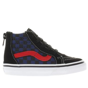 VANS BLACK AND BLUE CHECKERBOARD SK8-HI ZIP BOYS TODDLER TRAINERS VANS BLACK AND BLUE CHECKERBOARD SK8-HI ZIP BOYS TODDLER TRAINERS
