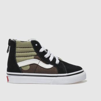 VANS BLACK & GREEN SK8-HI ZIP TRAINERS TODDLER VANS BLACK & GREEN SK8-HI ZIP TRAINERS TODDLER