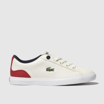 lacoste white & red lerond trainers junior lacoste white & red lerond trainers junior
